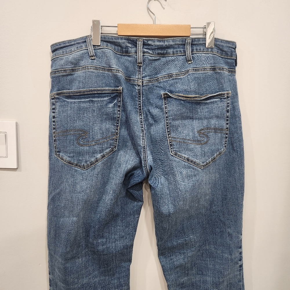 Vintage Silver Zac Jeans Mens 38x30 Straight Relaxed Fit Denim Medium Blue Wash - Picture 4 of 12